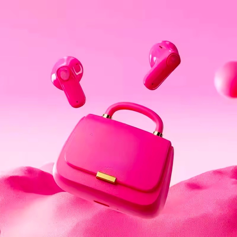 Barbie Hot Pink Purse Case Earbuds Wireless Bluetooth Headphones Girly Earphones